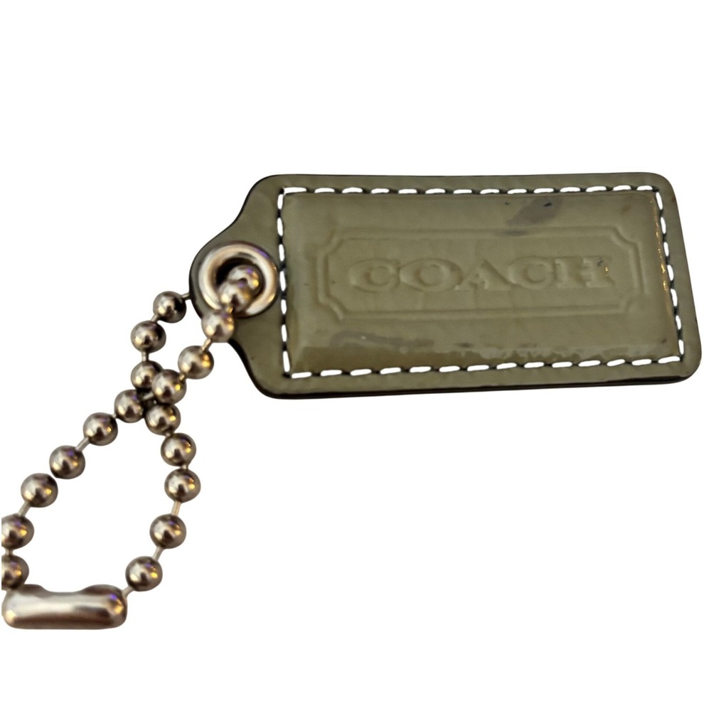 Coach Gray Patent Leather Handbag Hangtag‎ Replacement Silver Ball Chain